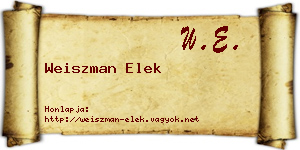 Weiszman Elek névjegykártya